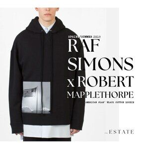 RAF SIMONS x ROBERT MAPPLETHORPE S/S 2017 Archival Black American Flag Hoodie
